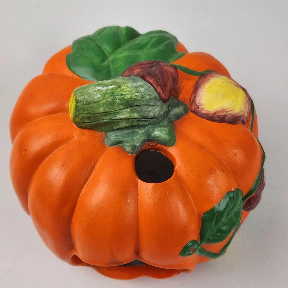 Vintage Halloween Ceramic Pumpkin and Ghost Tea Light Votive‎ Candle Holder